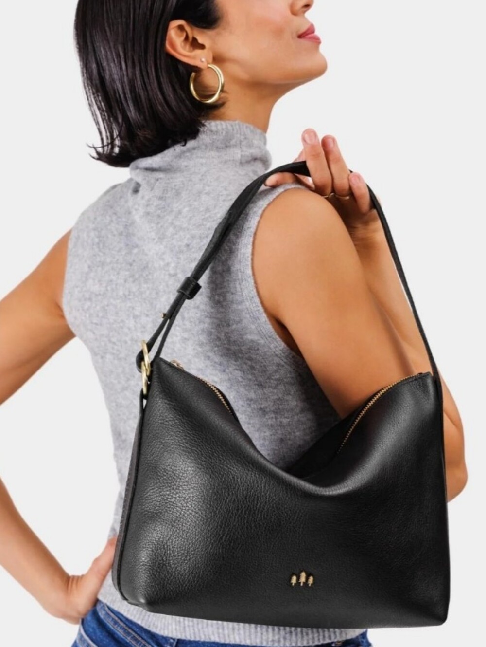 Portland Leather Slouchy Shoulder Bag - Pebbled--black / Large